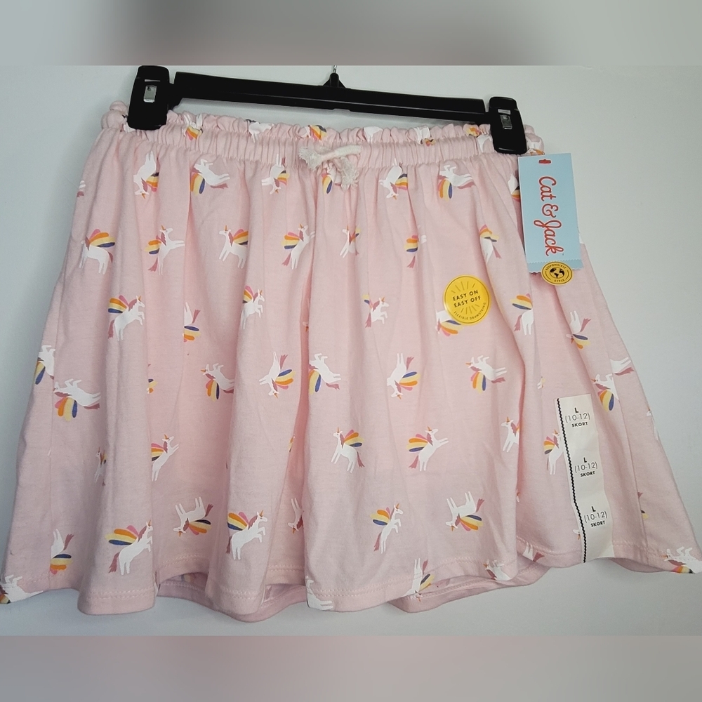 NWT, Cat & Jack Kids Skort, Size  Large, Pink With Unicorns